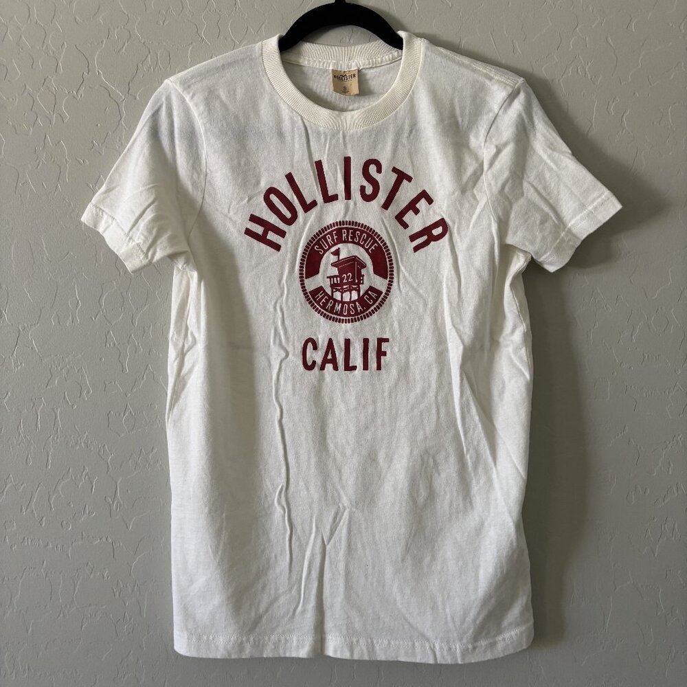 Hollister S White Hollister Calif Crew Neck Short Sleeve T Shirt Tee Red Graphic